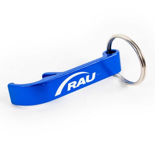 Flaschenöffner blau mit RAU Logo